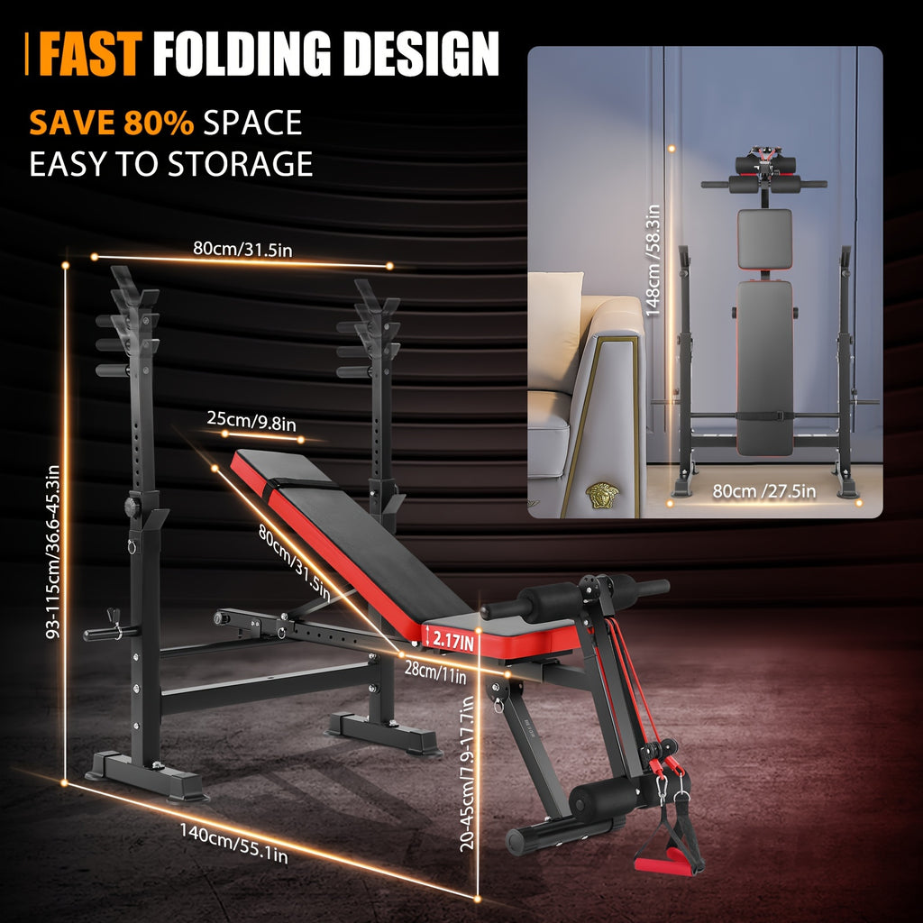 1PCS Professional Weight Bench Set With Barbell/Squat Rack