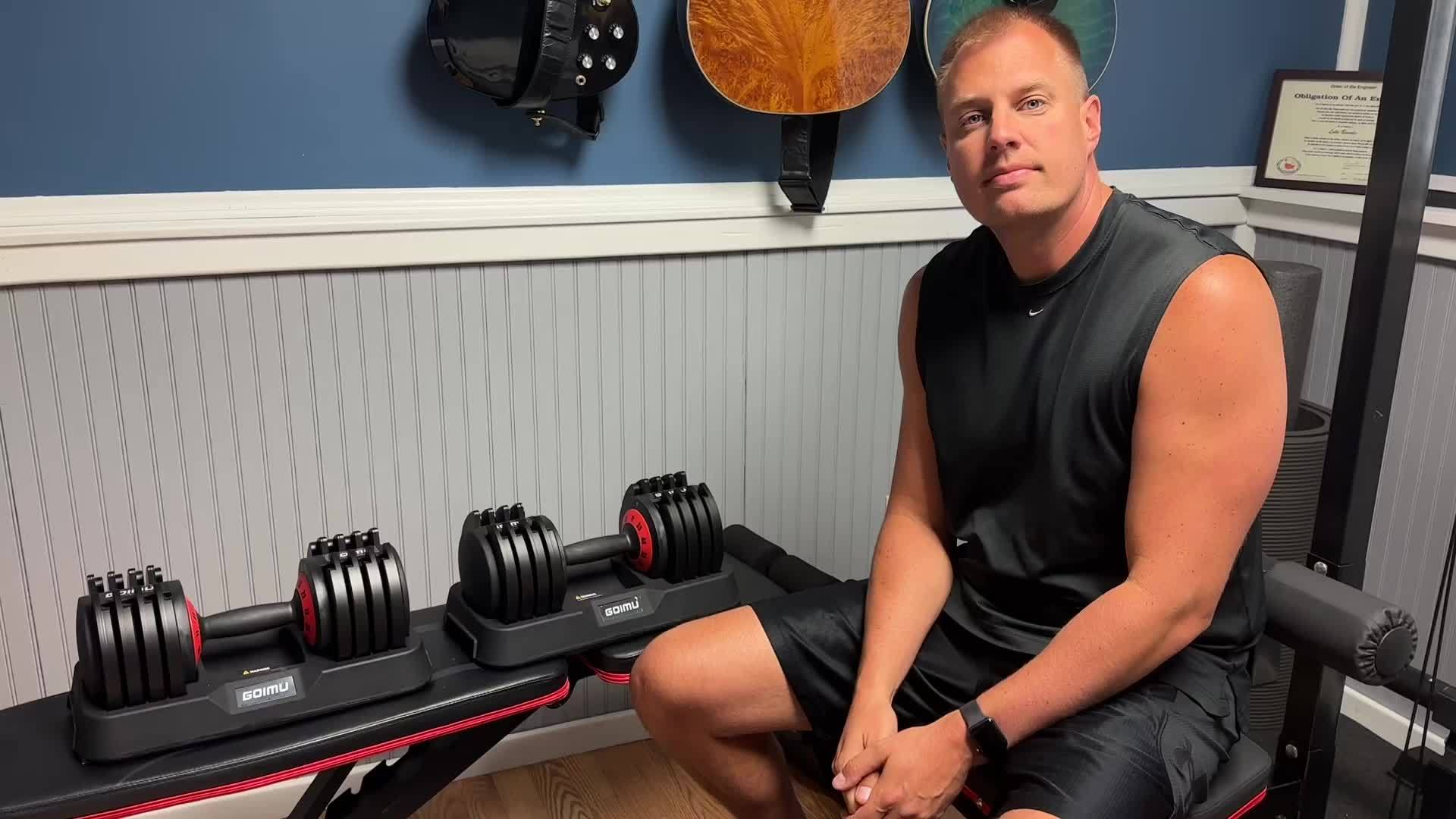 Adjustable Dumbbell Single, Quick Adjust Dumbbells, 25/55LB Dumbbell Weights