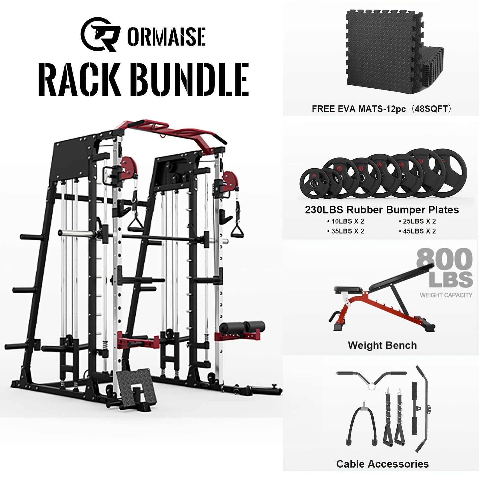 2200lbs All-in-1 Smith Machine Home Gym