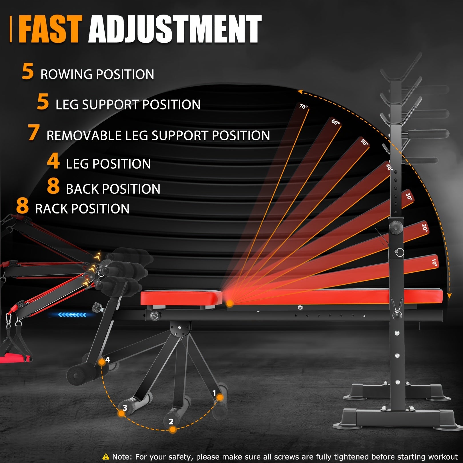 1PCS Professional Weight Bench Set With Barbell/Squat Rack