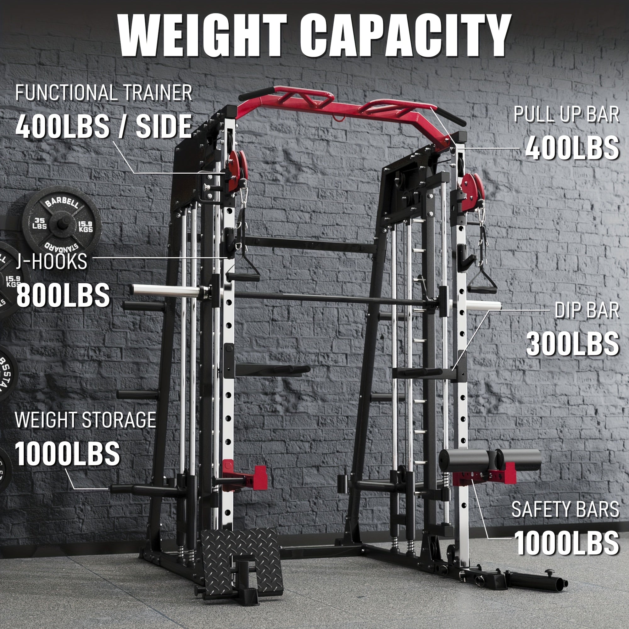 2200lbs All-in-1 Smith Machine Home Gym