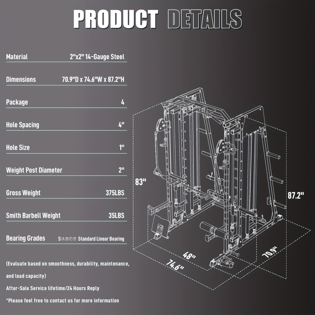 2200lbs All-in-1 Smith Machine Home Gym