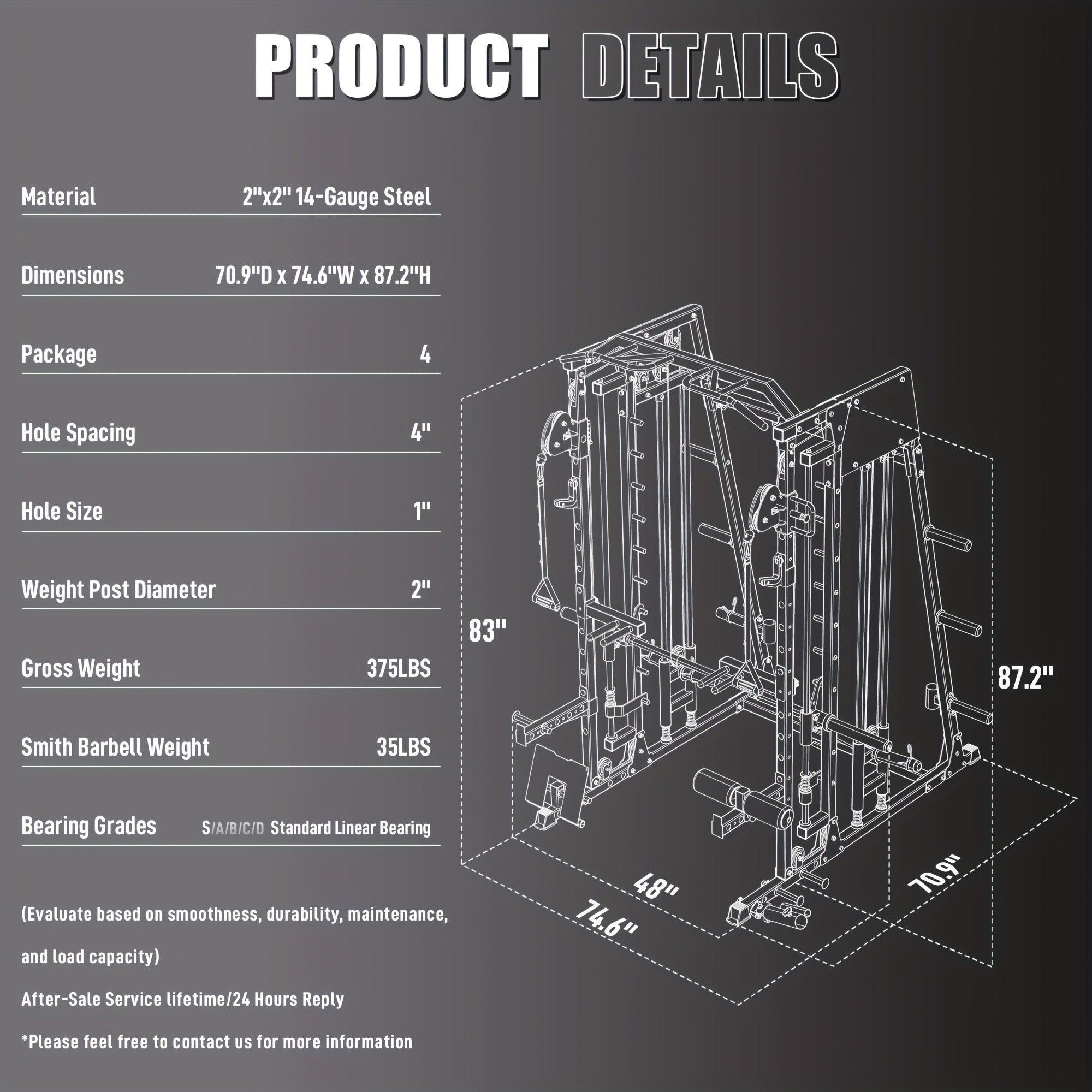 2200lbs All-in-1 Smith Machine Home Gym