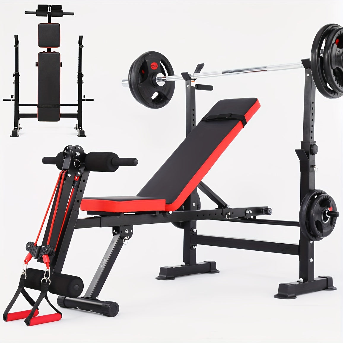 1PCS Professional Weight Bench Set With Barbell/Squat Rack