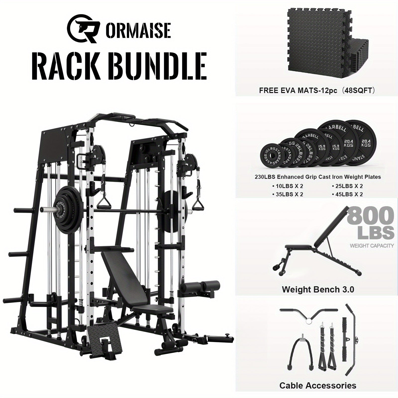 2200lbs All-in-1 Smith Machine Home Gym