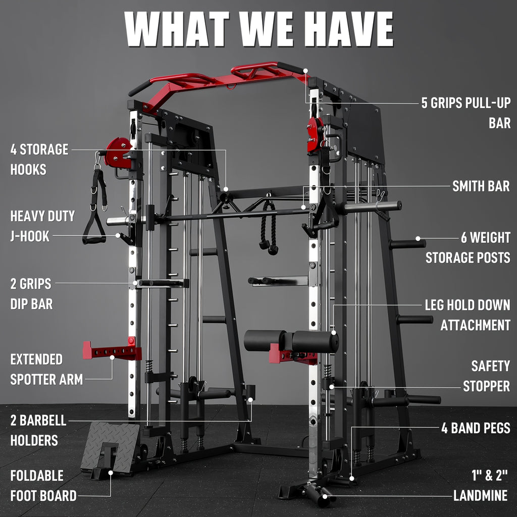 2200lbs All-in-1 Smith Machine Home Gym