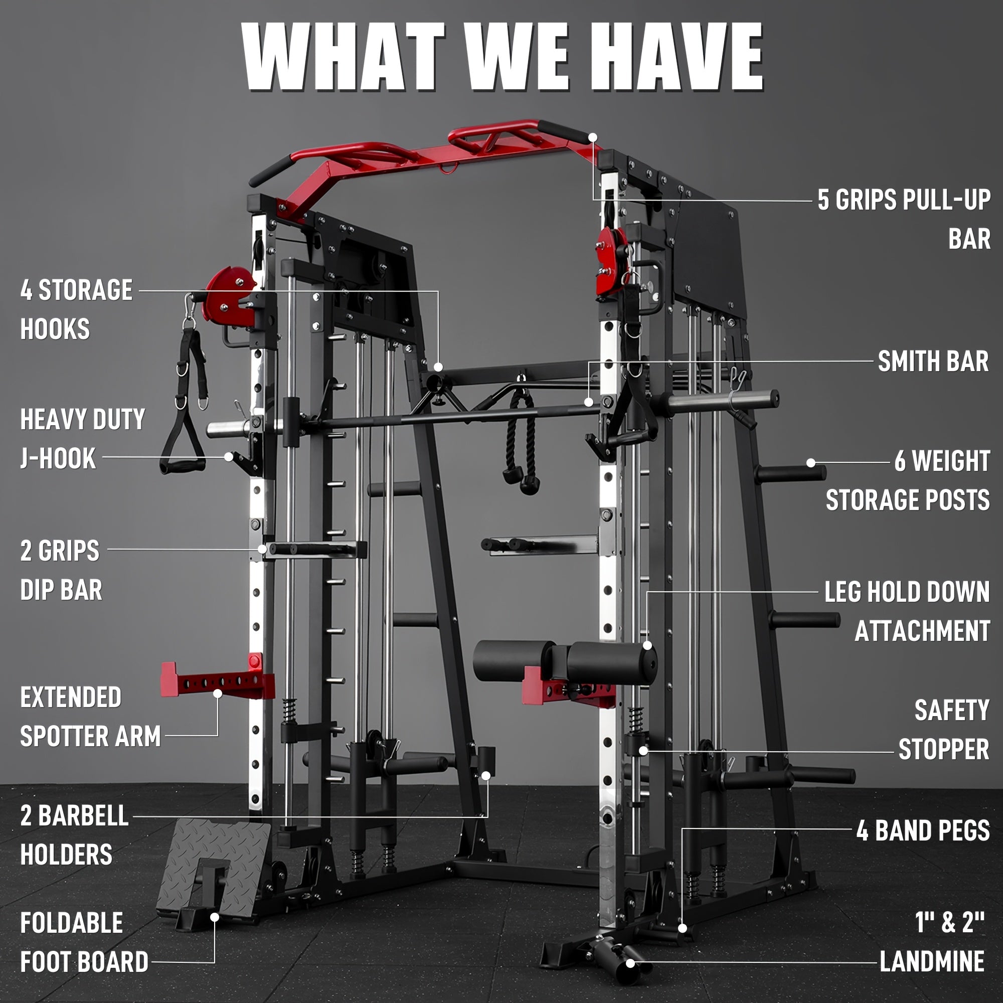 2200lbs All-in-1 Smith Machine Home Gym