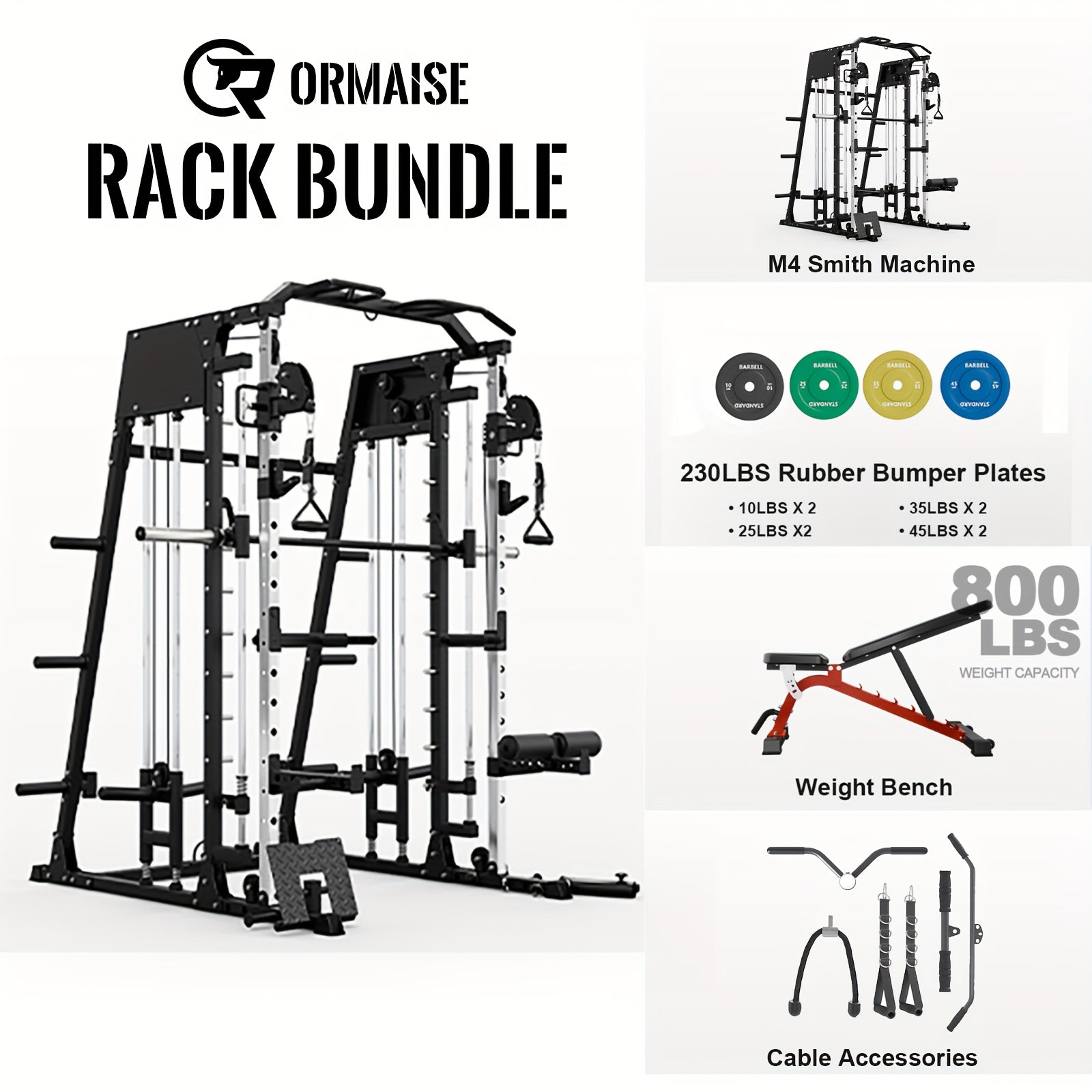 2200lbs All-in-1 Smith Machine Home Gym