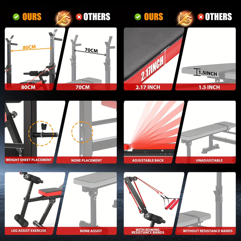 1PCS Professional Weight Bench Set With Barbell/Squat Rack