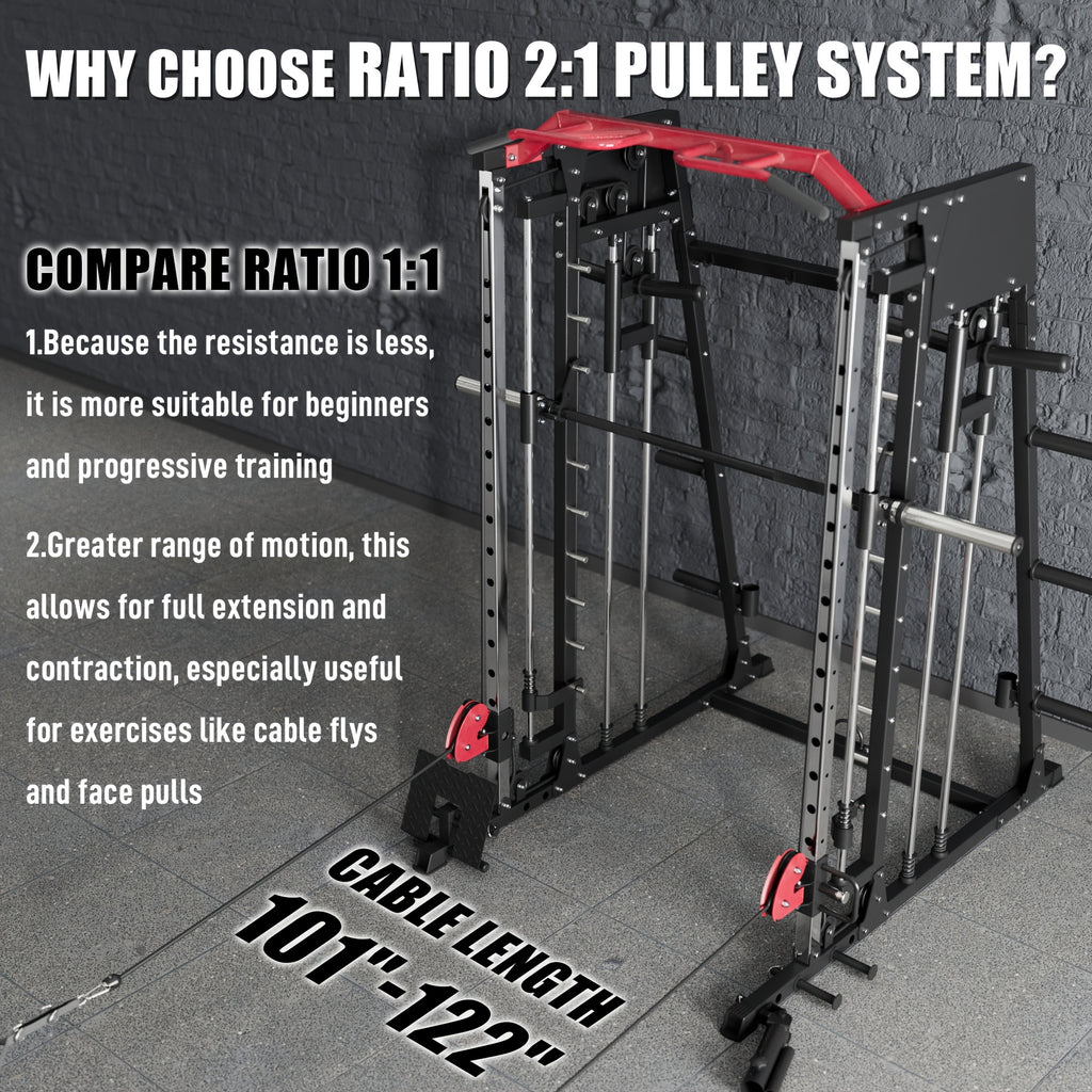 2200lbs All-in-1 Smith Machine Home Gym