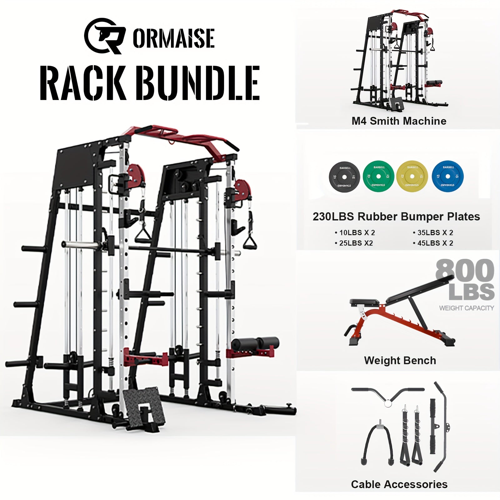 2200lbs All-in-1 Smith Machine Home Gym