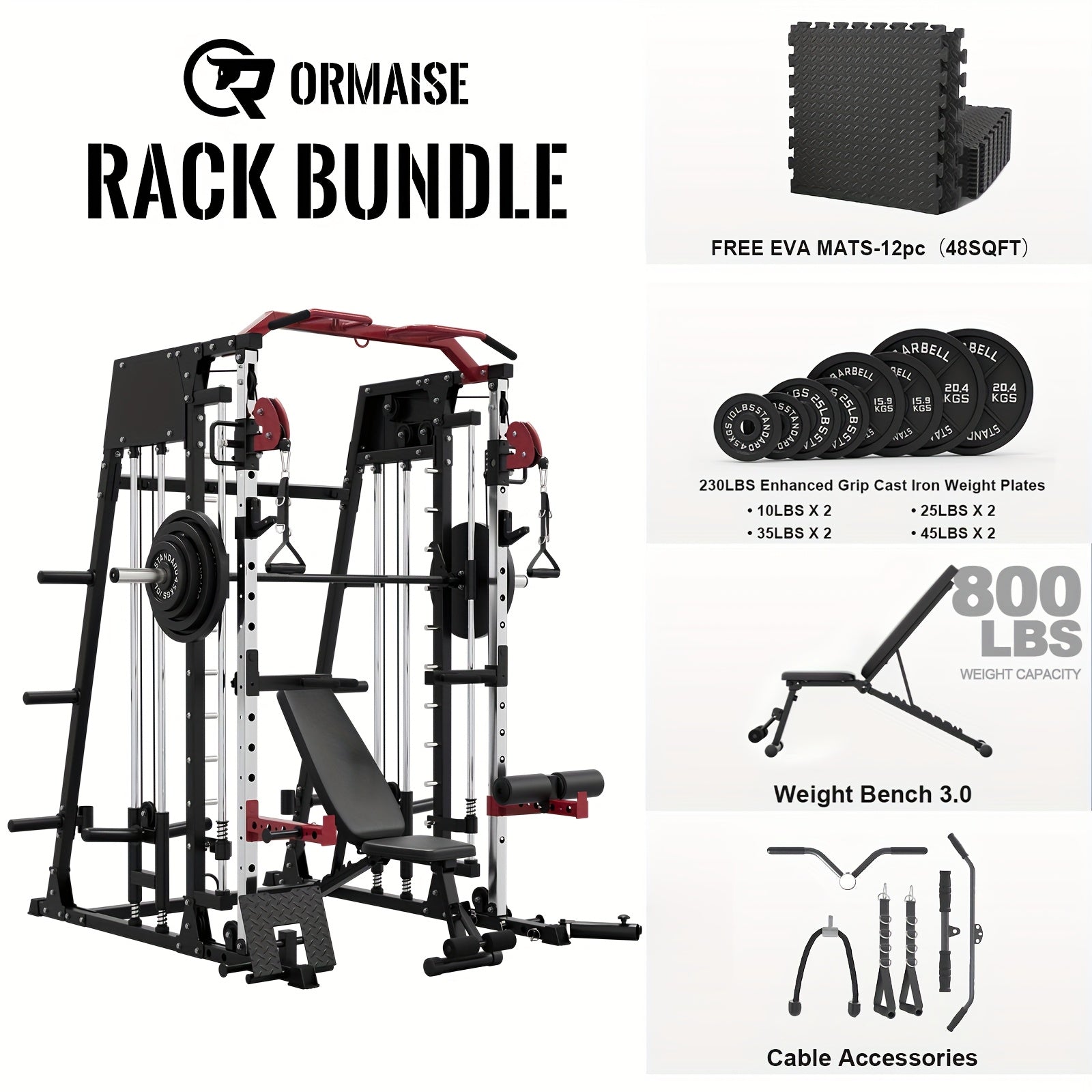 2200lbs All-in-1 Smith Machine Home Gym