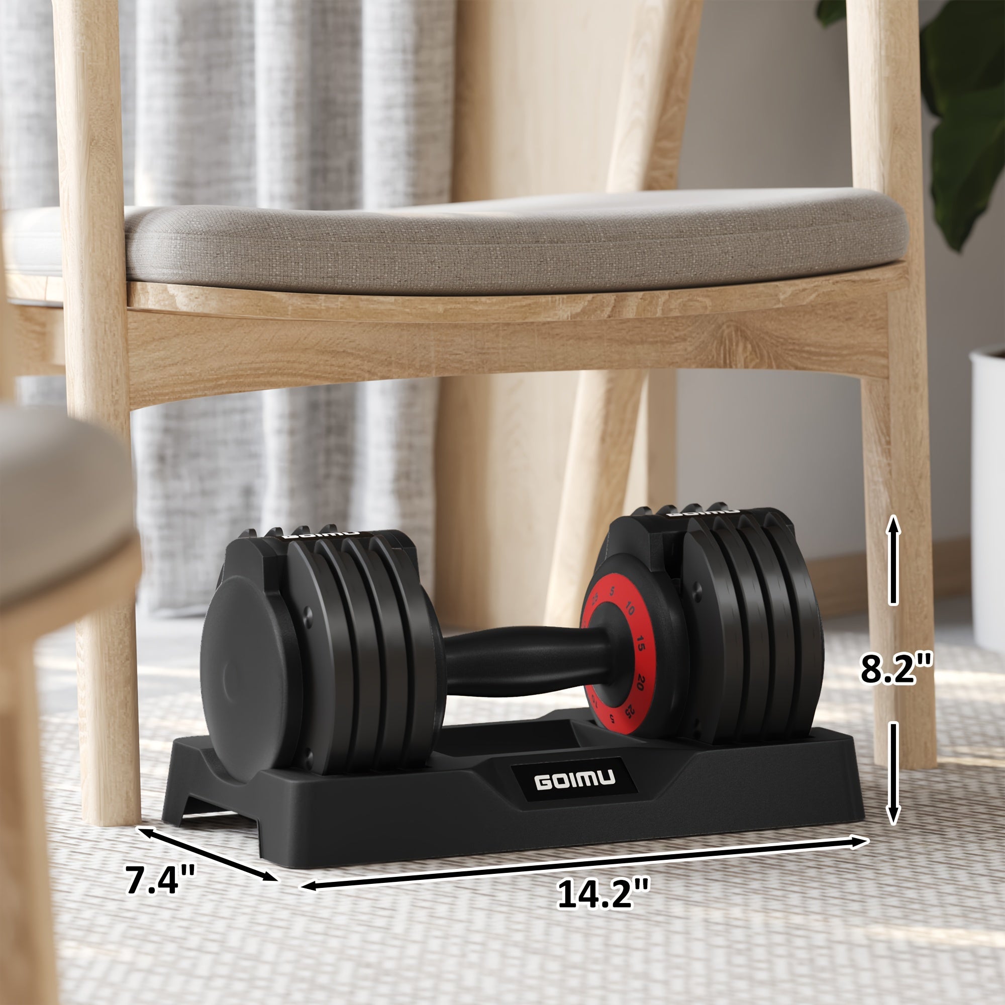 Adjustable Dumbbell Single, Quick Adjust Dumbbells, 25/55LB Dumbbell Weights