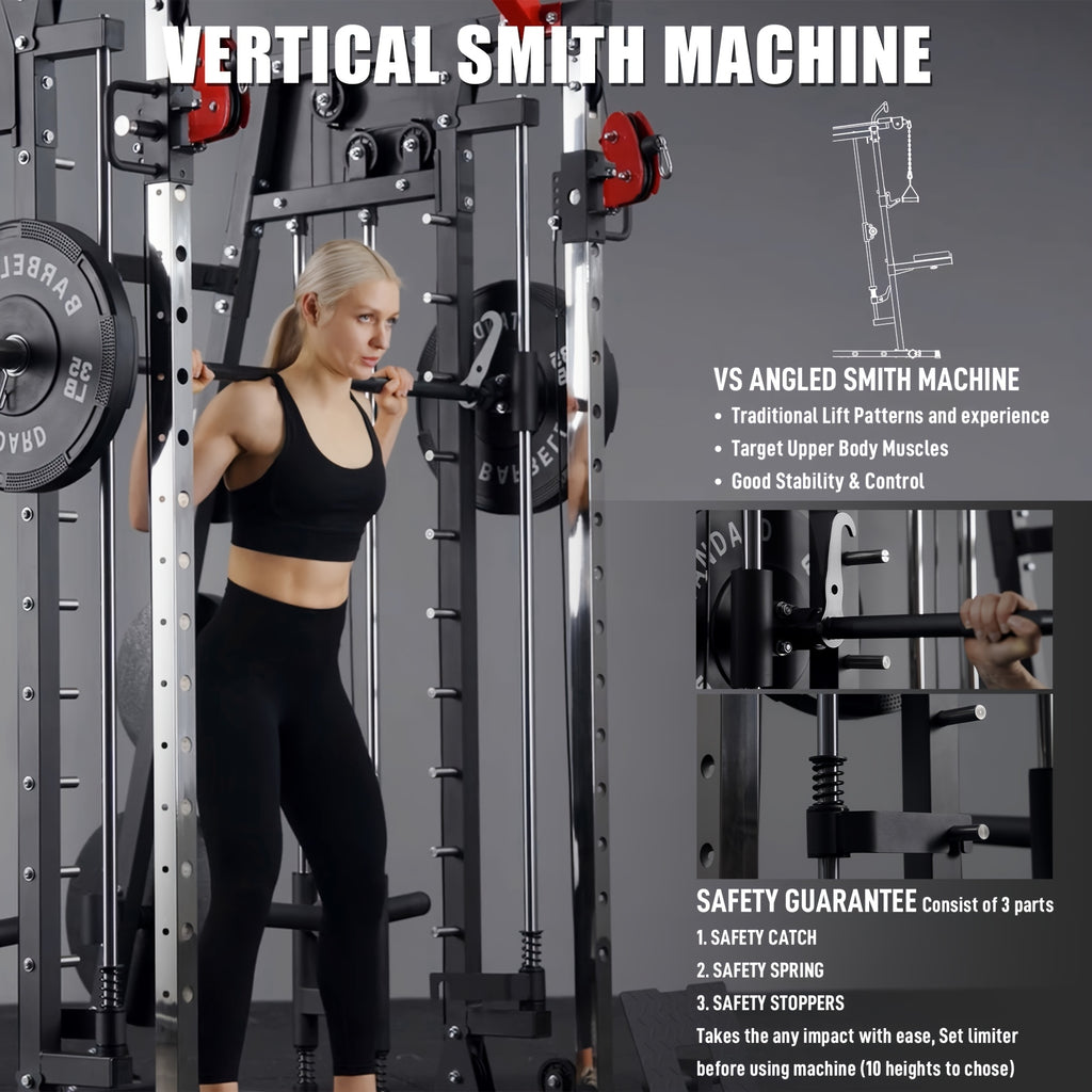 2200lbs All-in-1 Smith Machine Home Gym