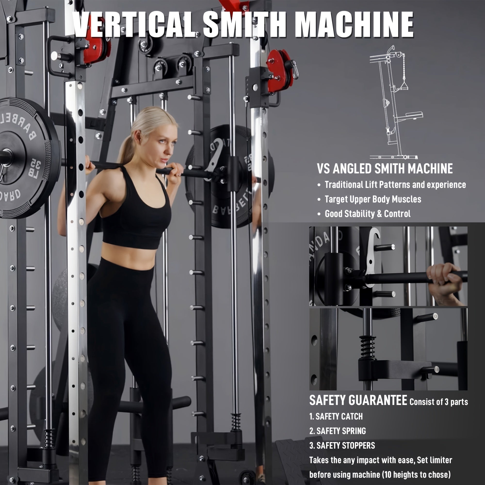2200lbs All-in-1 Smith Machine Home Gym